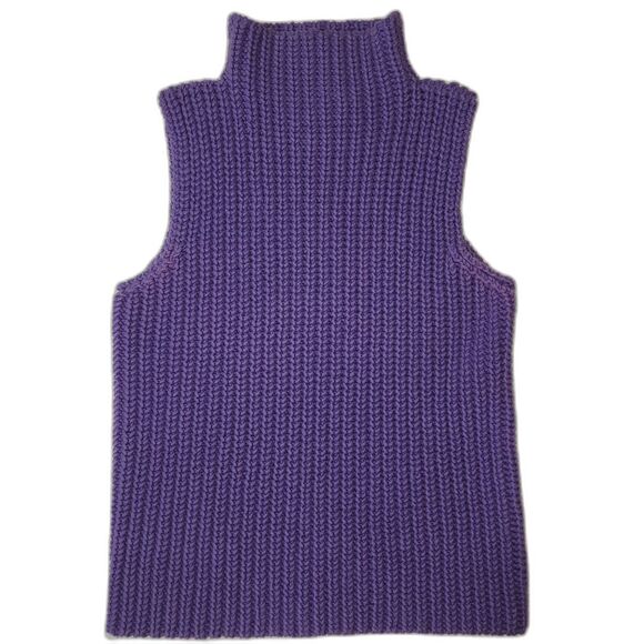 Linda Allard Ellen Tracy Purple Sleeveless Knit Mock Neck Sweater Size M - Picture 1 of 6